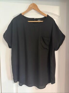 Buffalo David Bitton Black Short-Sleeve Pocket Shirt Blouse Top Casual Career